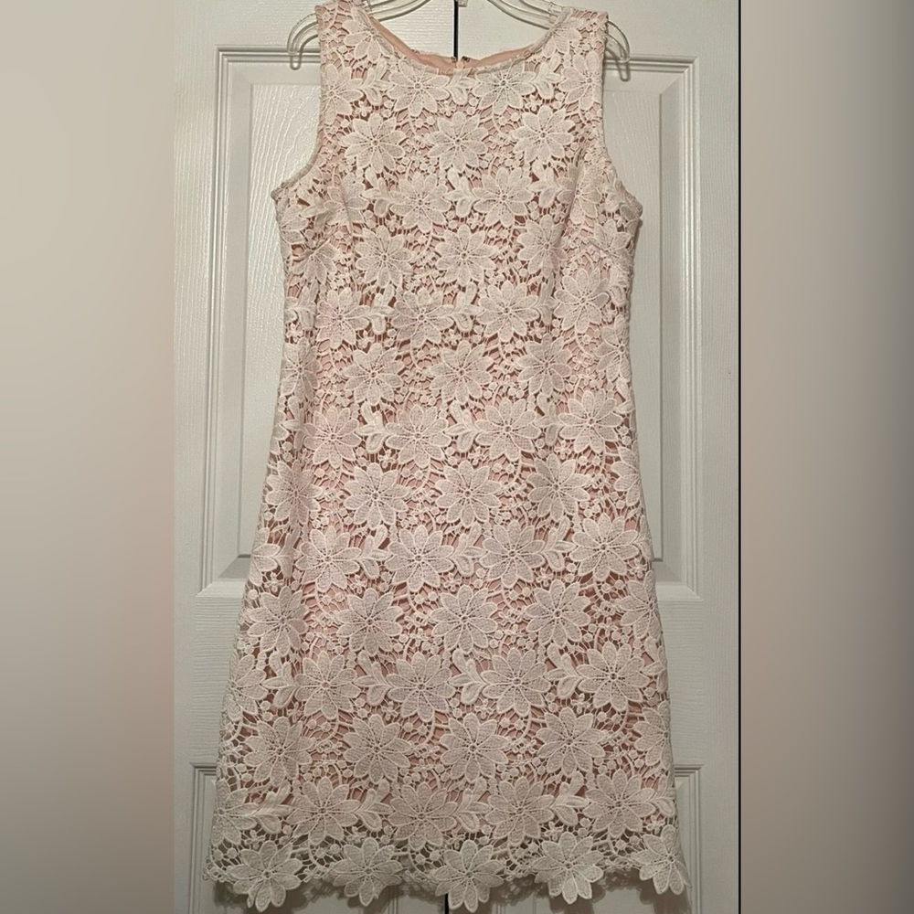 Jessica Howard Women’s 6 Cocktail Dress Lace Crochet Scalloped Floral Edge